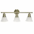 Lalia Home Three Light Metal and Alabaster White Glass Shade Vanity Wall Mounted Fixture, Antique Brass LHV-1007-AB